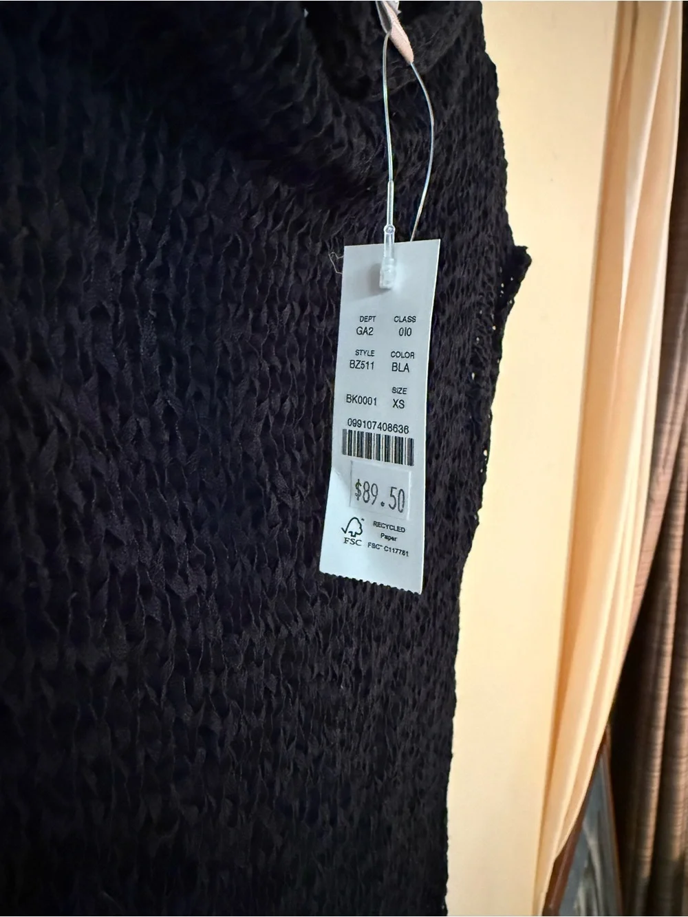 J. Crew Black Open-Knit Cap Sleeve Top